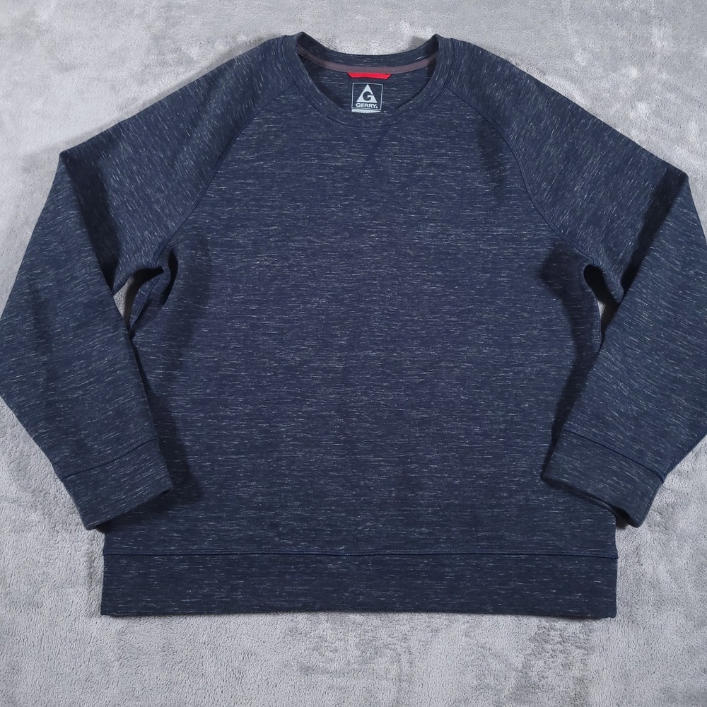 Gerry Sweatshirt Mens Large Heathered Blue Long Sleeve Crew Neck Pullover‎